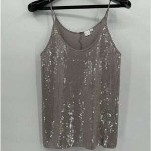 Chan Luu Gray‎ Sequin Tank Top size L EUC Dress up or Down Beautiful